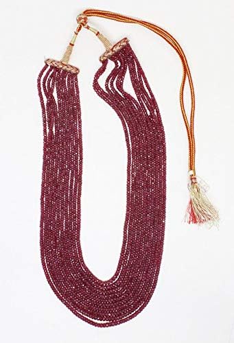 JEWELZ 10 Strand Finest Natural Ruby Faceted Rondelles Necklace/July Birthstone Necklace