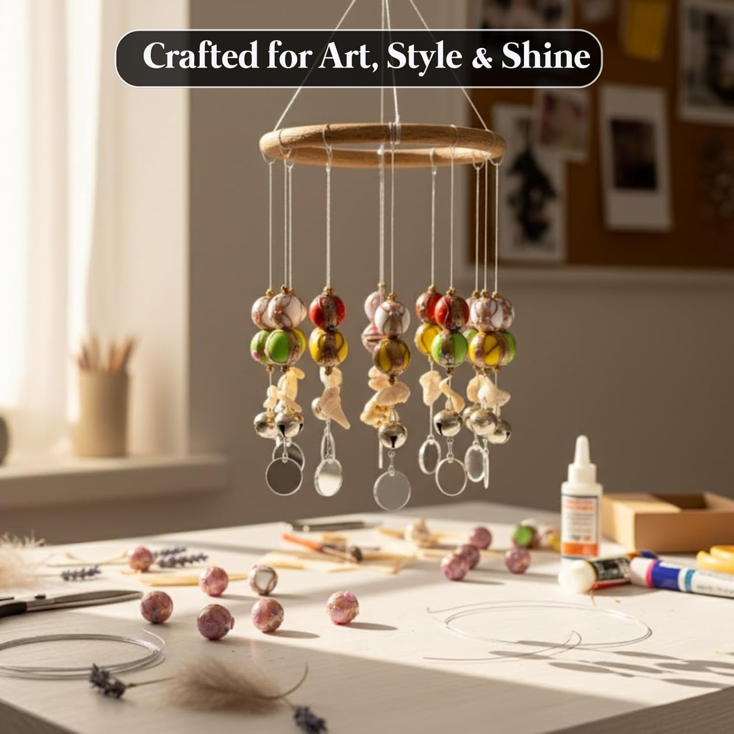 Handcrafted Lampwork Glass Beads Strand | Multicolor Designer Beads for Jewelry Making & Craft Projects | 16mm Beads of Artistic Glass for Bracelets & DIY Accessories (10)