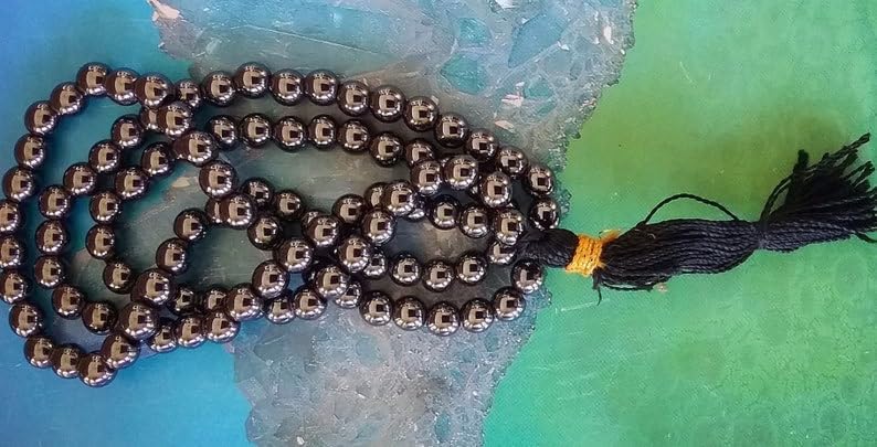 Natural HEMATITE 6mm 108 Mala Beads, Spiritual, Meditation Beads, Reiki, Japa Mala, Buddhist Prayer Beads, Yoga Bracelet, healing beads LKMALA-RRGU-3065