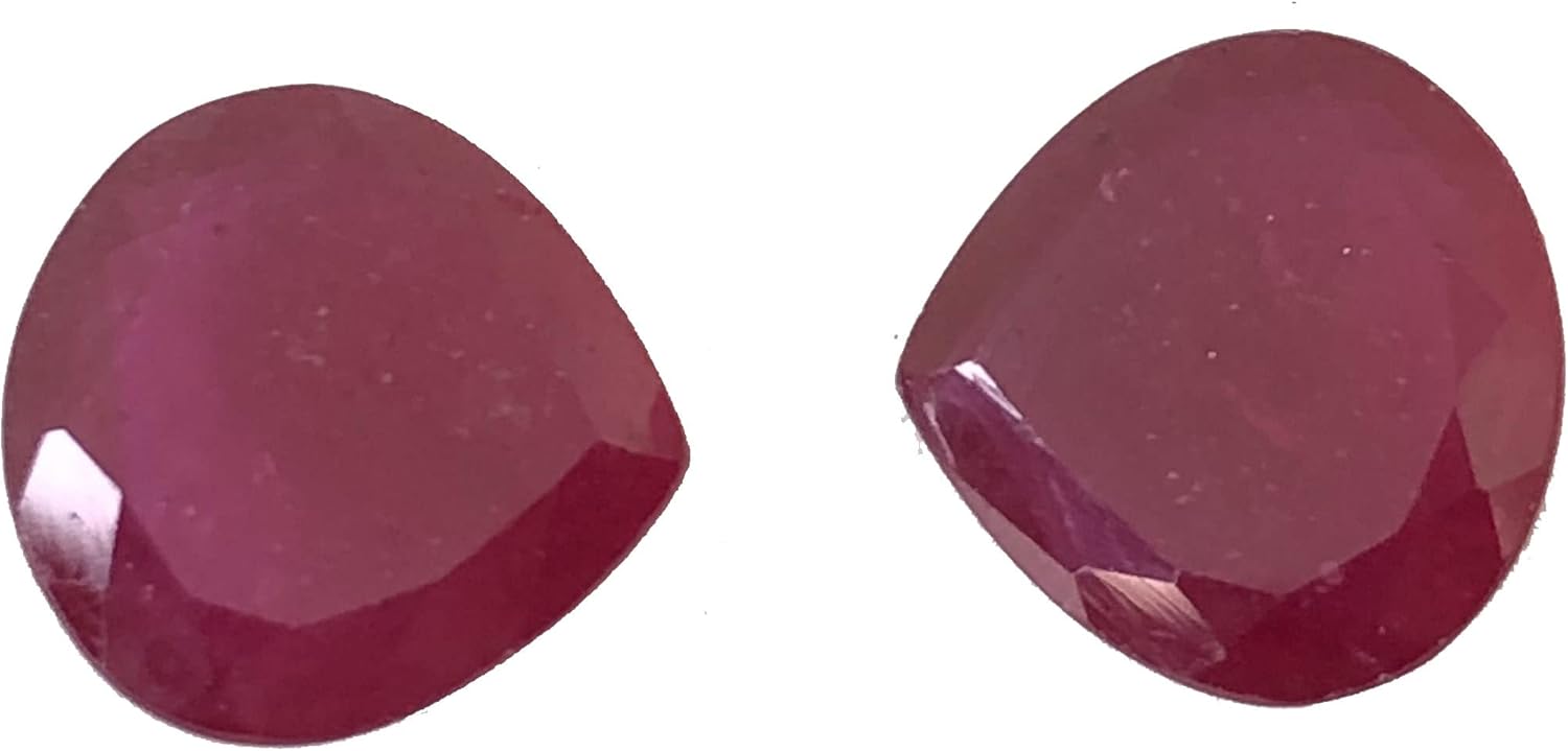 6.22 Ct Pair Deep Red Ruby Heart Shape Size 10 mm Cut Faceted Attractive Quality Fine Loose Gemstone Best For Making Jewelry Earring