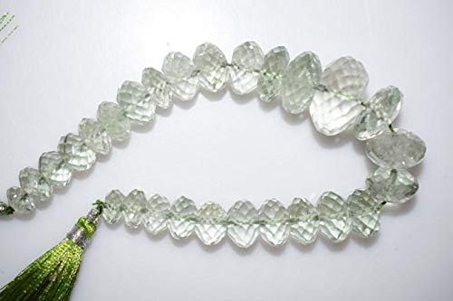 13 inch natural beads strand of 8-18.5mm faceted rondelle green amethyst gemstone beads for DIY jewelry - necklace, bracelet, earring, ring.