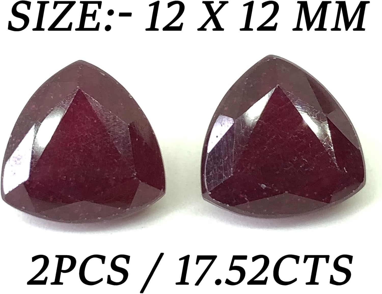 17.52 Ct Pair Deep Red Ruby Trillion Shape Size 12 mm Cut Faceted Attractive High Quality Loose Gemstone Best For Making Pendant, Earring Jewelry - Give Jewelry Luxury Look