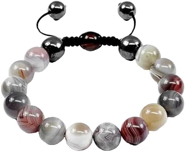 Yonku Hand_Crafted botswana agate round smooth 10mm multi color beads adjustable thread cord bracelet YO-BRACE-14582