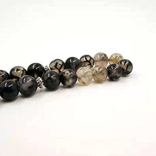 Muslim Men's Bracelet Natural Agate Tasbih Gift Islamic Rosary Misbaha Selected Rosary 33 66 99 Black Transparent Agate Bracelet (Length : 12mm, Metal Color : 99 Beads)