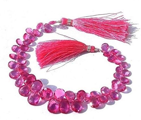 13 inch natural beads strand of 9x6-12x8mm faceted pear rubelite pink quartz gemstone briolletes beads for DIY jewelry - necklace, bracelet, earring, ring.
