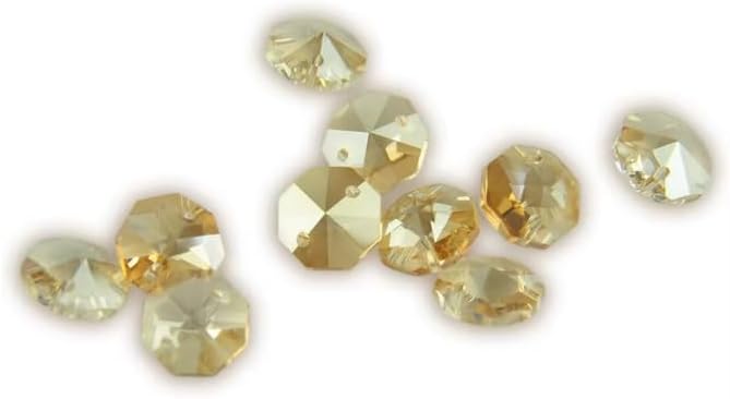 100/500/1000PCS Champagne 14mm Octagon Beads with 1 Hole/2 Holes Lamp Parts Beads Strand Component for Home Wedding & DIY