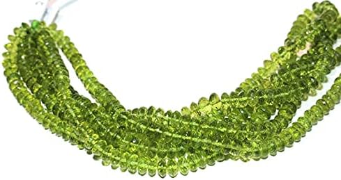 Natural Gemstone Beads Peridot 6mm Rondelles Faceted Bead Strand, Natural Peridot 6mm Faceted Beads 16” Drilled Gemstone Beads Green Peridot