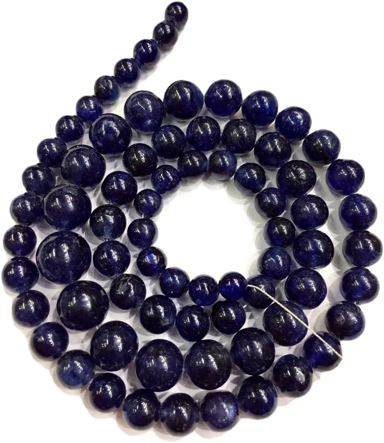 13 inch Strand of Natural gem Blue Sapphire, 6-10mm Round Smooth Beads for DIY Jewelry Making. | Beads_01996