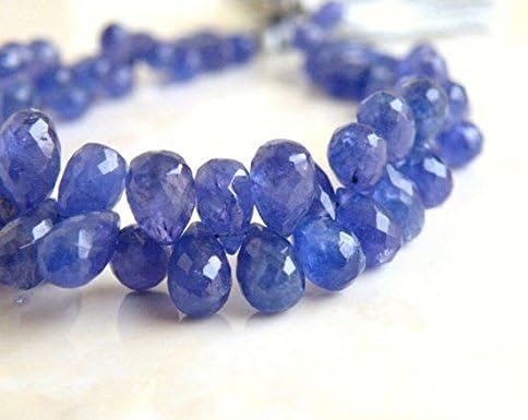 Outstanding Tanzanite Gemstone Faceted 3d Teardrop Briolette 7.5 to 8mm 10 beads