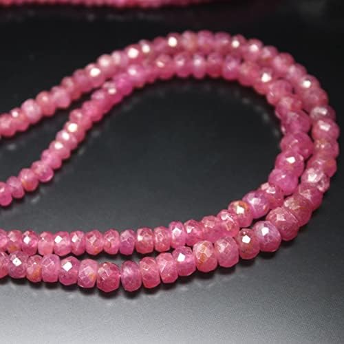 13 inch Strand of Natural gem Pink Sapphire, 4-5mm rondelle Faceted Beads for DIY Jewelry Making. | Beads_06385
