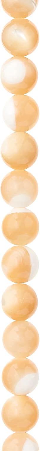 Bead Landing Natural Amber Mother of Pearl Round Beads, 6mm, 12 Pack