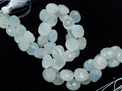 rainbow moonstone. semi precious gemstone bead. faceted moonstone onion briolette. large 9mm 9pcs