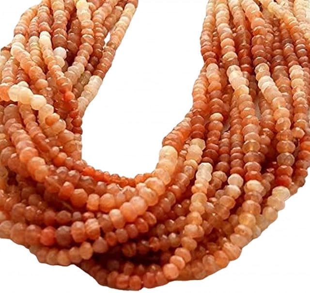 Natural Peach Moonstone Shaded Faceted Beads,rondelles Beads Size 3-3.5 mm, 13