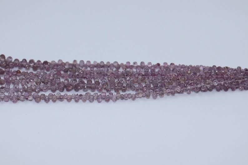 Pink Spinel Faceted Drops Beads 2x4mm Pink Spinel Teardrops Beads Light Pink Spinel Drops Shape