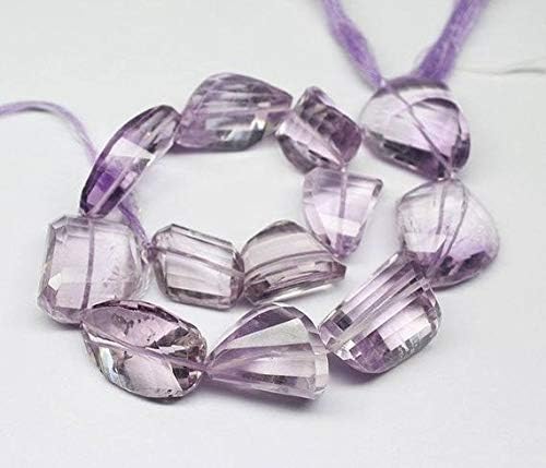 Pink Amethyst Brazil Faceted Step Tumble Nugget Gemstone Craft Beads Strand 10 Inch Long 25mm 17mm Code-HIGH-1817