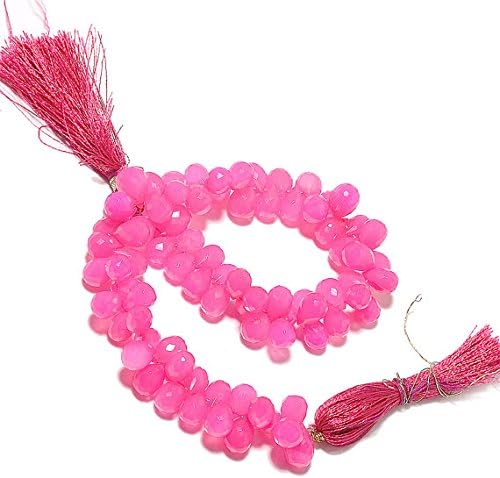 13 inch natural beads strand of 6x9mm faceted drop pink chalcedony gemstone briolletes beads for DIY jewelry - necklace, bracelet, earring, ring.