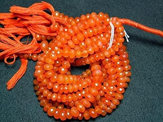 Carnelian Rondelle Beads, Original Gemstone, Micro Faceted Rondelle Beads, 7mm Beads, 7 Inch lot of 25 Strands CHIK-STRD-97882