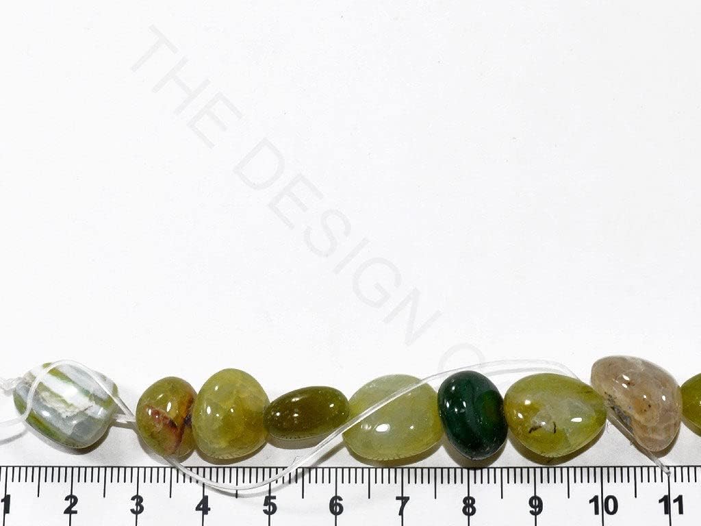 The Design Cart Green Round Pebble Semi Precious Quartz Stones for Bracelet Necklace Jewelry Making, Package of 5 Strings KAR-270619-220