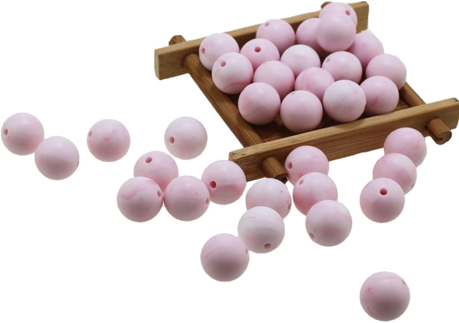 Silicone Beads Bulk 10mm 12mm 15mm 20mm DIY Necklace Bracelet Keychain Making Craft Set Jewelry, Colorful Silicone Beads Bulk Round Marble Silicone Beads Loose with Accessories (15mm Red)