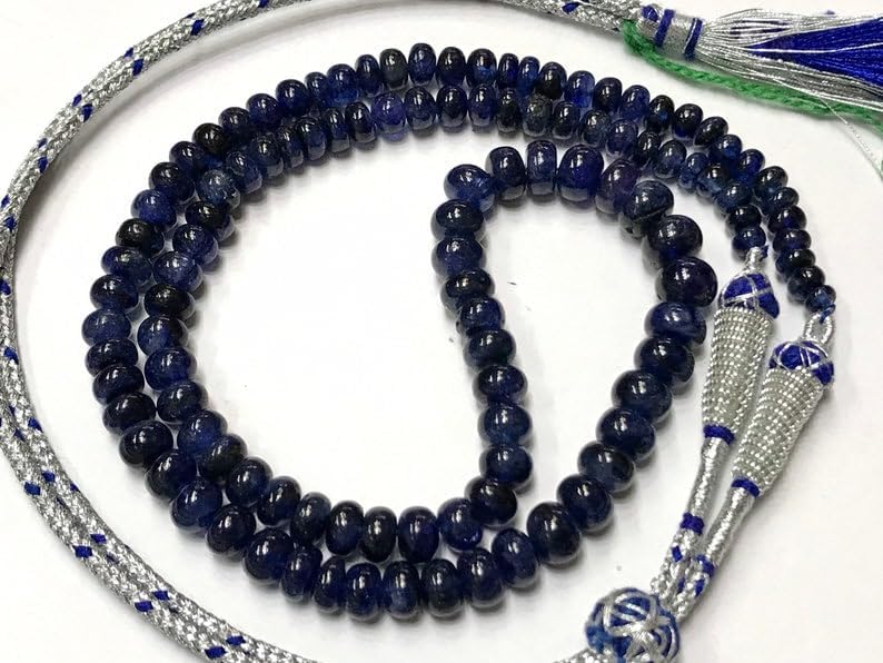Natural Sapphire rondelle Smooth Beads 6X8 18 inch Long String Jewelry Making Gemstone Beads for Necklace Bracelet