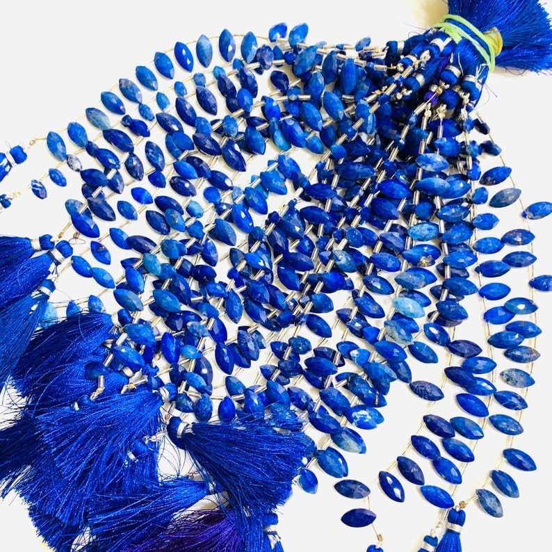 Natural Lapis Lazuli Boat Faceted Beads 12X6 14X7 mm 8 inch Long String Jewelry Making Gemstone Beads for Necklace Bracelet