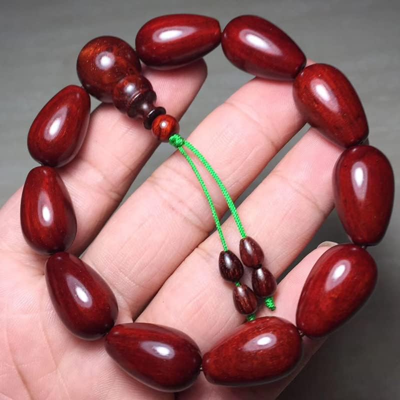 Mascot Wooden Crafts Wood Carving Art Wood Decoration Artwork 小叶紫檀2.0 * 1.2水滴珠佛珠手串高油密酒红底色玻璃底搭配1.5三通(小叶紫檀水滴珠手串)