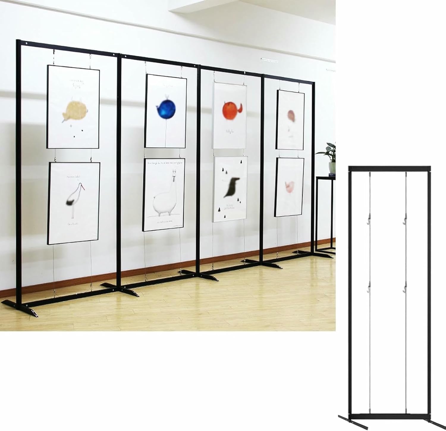 Picture Hanging Exhibition Display Stand with Stable Base, Freestanding Double-Sided Painting Show Rack for Art Gallery, Craft Fair, Booth (3pcs-60x150cm(23 5/8