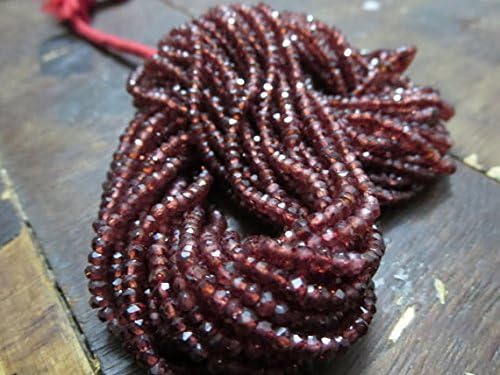 Natural Garnet Rondelle Beads Facited 10 String Of 3.50 mm 14