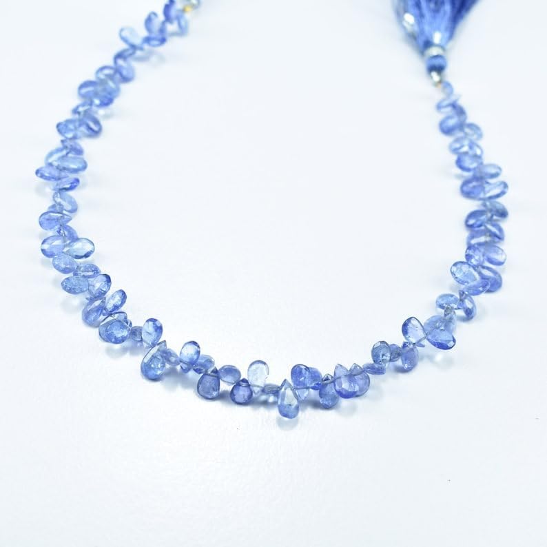 Natural Tanzanite pear Faceted Beads 3.5X5.5-4X6.5mm 8 inch Long String Jewelry Making Gemstone Beads for Necklace Bracelet