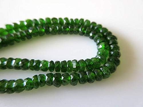 Green Chrome Tourmaline Faceted Rondelle Beads, Faceted Chrome Dravite Green Tourmaline, 3mm to 4mm, 16 Inch Strand Code-HIGH-49671