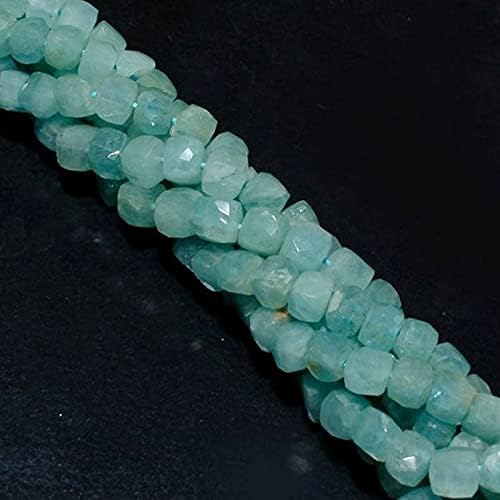 13 inch Strand of Natural gem Aquamarine, 5-5.5mm Cube Faceted Beads for DIY Jewelry Making. | Beads_01708