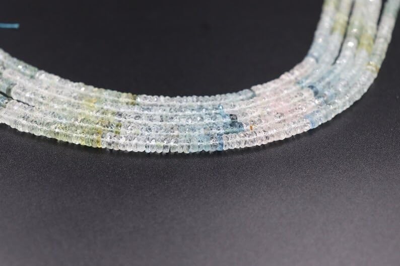 Multi Aquamarine Faceted Wheel Cut Beads 4-4.5 mm Wheel Cut Beads Multi Aquamarine Tyres Beads Aquamarine Beads Strand