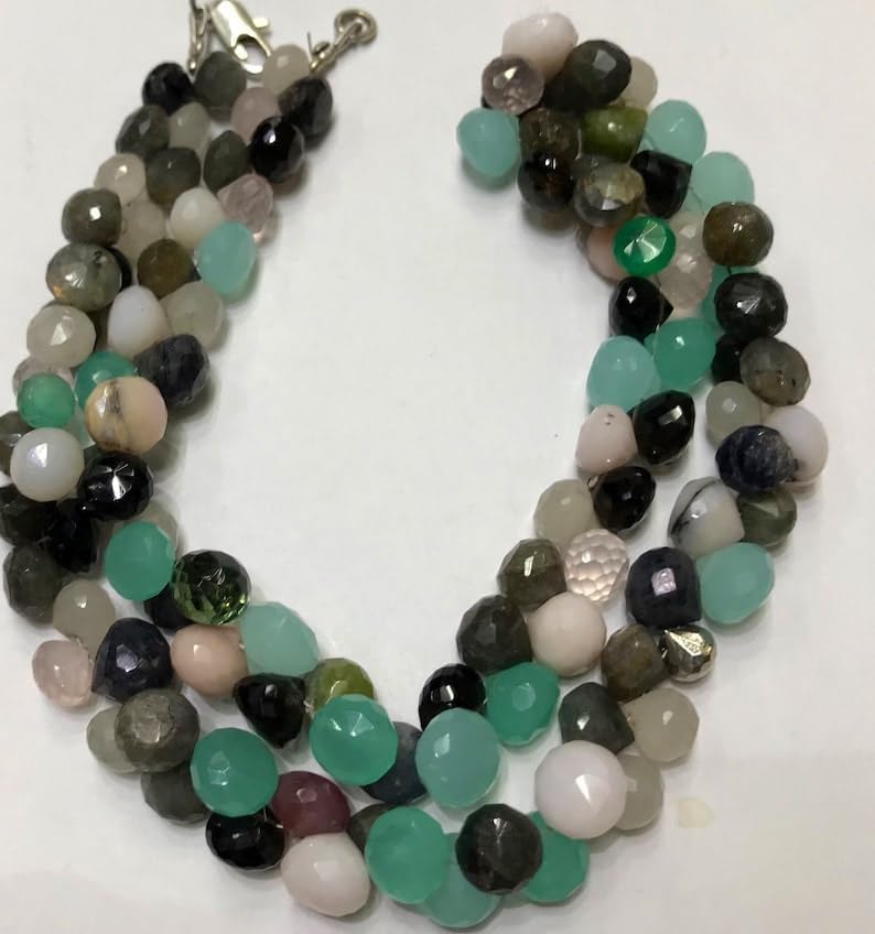 Natural Multi Beads Onion Faceted Beads 8x10mm 18 inch Long String Jewelry Making Gemstone Beads for Necklace Bracelet