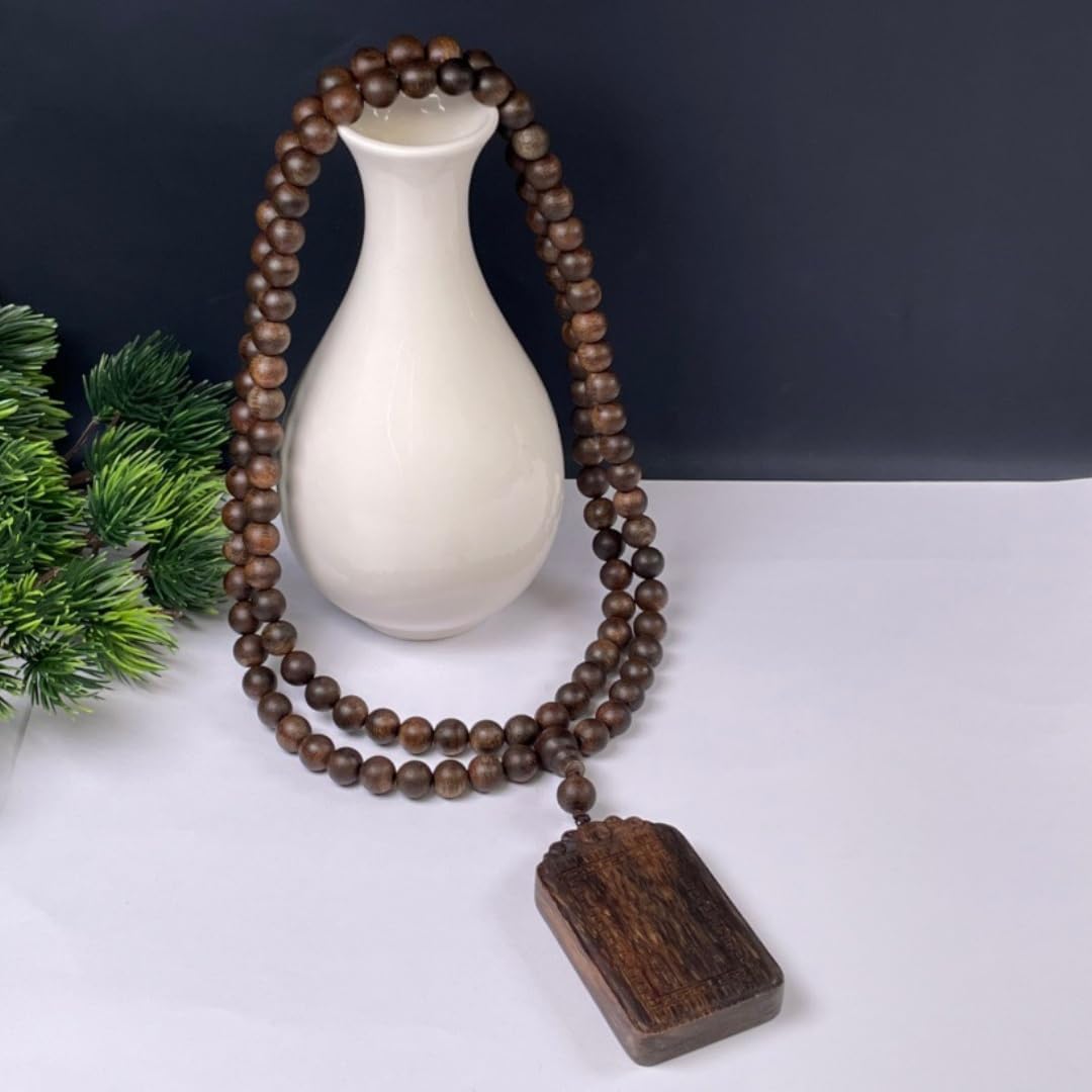 Vietnamese Nha Trang White Agarwood, Sinking Grade 8mm, Paired with Auspicious Clouds Amulet, Aged Material with Sweet Floral and Honey Aroma