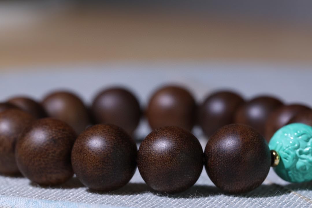 Brunei Agarwood with Ceramic Turquoise Dragon Beads 15mm Fragrant and Cool DIY