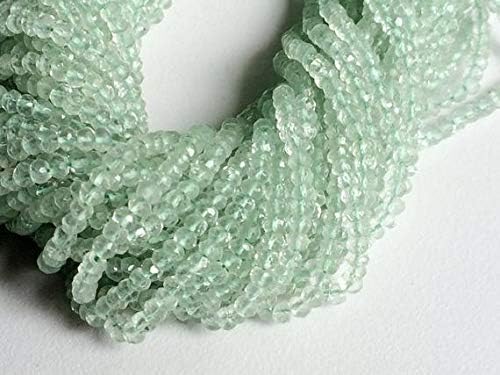 5 Strand Natural Green Amethyst Faceted Rondelle Beads, Green Beads, Green Amethyst Necklace, 3.5mm, 13 Inch Code-HIGH-19446
