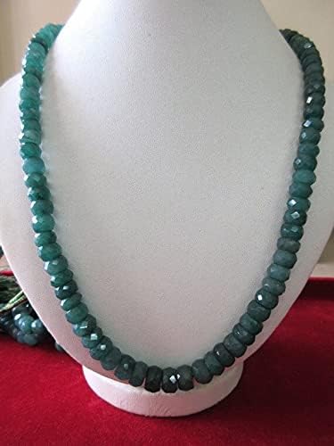 Green Corundum Emerald Nacklace, Faceted Emerald Beads, 8mm to 10mm Beads, 18 Inch Strand