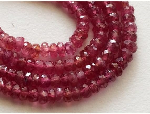 BEADS GEMSTONE 1 Strand Natural Ruby Faceted Beads, Genuine Ruby Necklace, Glass Filled Ruby, 2.75mm to 4mm 14 Inch Long L ong Code-HIGH-16061
