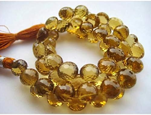 Beer Quartz Beads, Onion Briolettes, Faceted Briolette Beads, Faceted Beer Quartz, 8mm to 7mm, 4.5 Inch Code-HIGH-48005