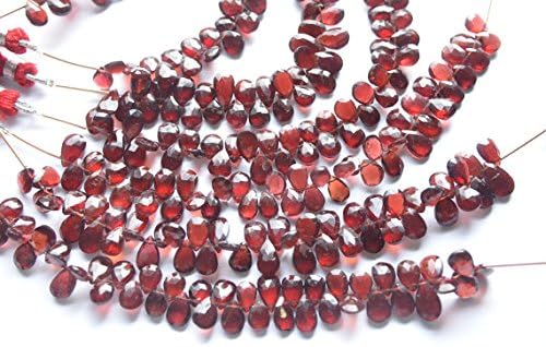 3 strands 6 inch 6x9-7x12mm natural mozambique red garnet faceted pear shape briolette beads strand