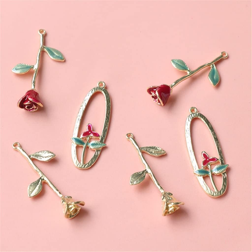 SIDUFHAOPKLL Vintage Rose Alloy Oil Drip Earrings Jewelry Accessories Pendant Handmade DIY Making Material Kit(E)