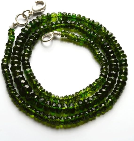 BEADS GEMSTONE 1 Strand Natural 17 Inch Super Rare Natural Chrome Diopside Faceted Roundeles Beads Rondelle Big Beads Necklace Rare Gemstone 3 to 5 MM Code-HIGH-29685