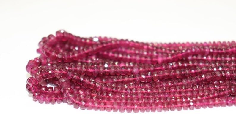Natural Pink Tourmaline Faceted Rondelle Beads 4-6mm Rubellite Tourmaline Beads for Jewelry Making