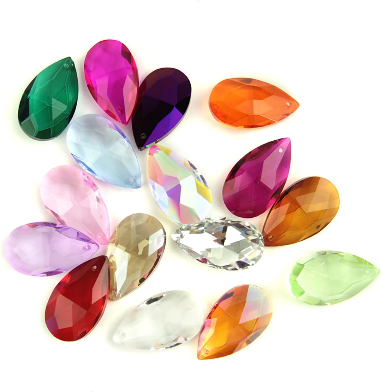 38mm/50mm/63mm/76mm Mixed Colors Tear Drop Glass Crystal DIY Pendant Jewelry Suncatcher Faceted Prism,76mm 40pcs