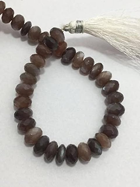 Natural Chocolate Moonstone Faceted Rondelle Beads, 8-9mm, 8 inches Semiprecious Stone Beads lot of 10 Strands CHIK-STRD-96032
