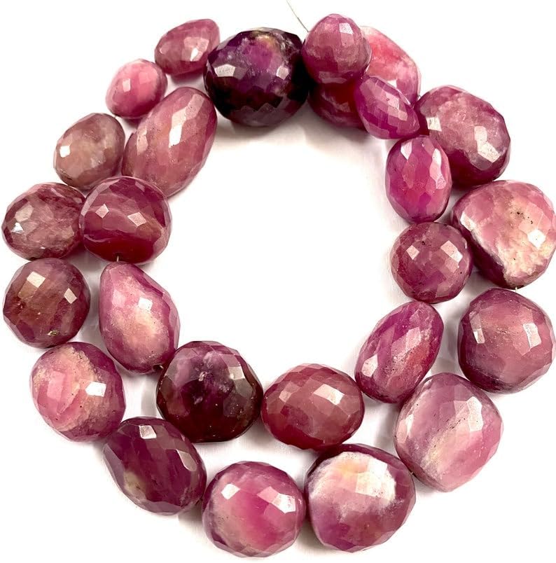 Natural Natural Pink BIO Sapphire Nuggets facated Beads 12-20 MM 18 inch Long String Jewelry Making Gemstone Beads for Necklace Bracelet
