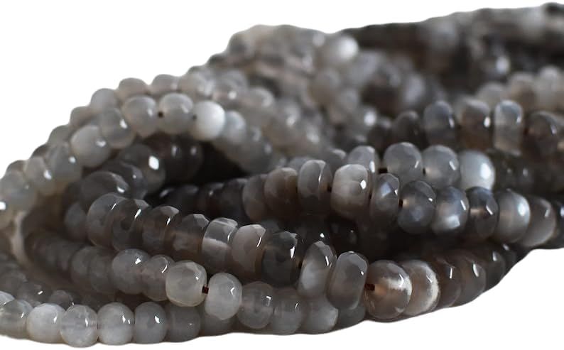 13 inch Strand of Natural gem Gray, 8x6mm rondelle Faceted Beads for DIY Jewelry Making. | Beads_03822