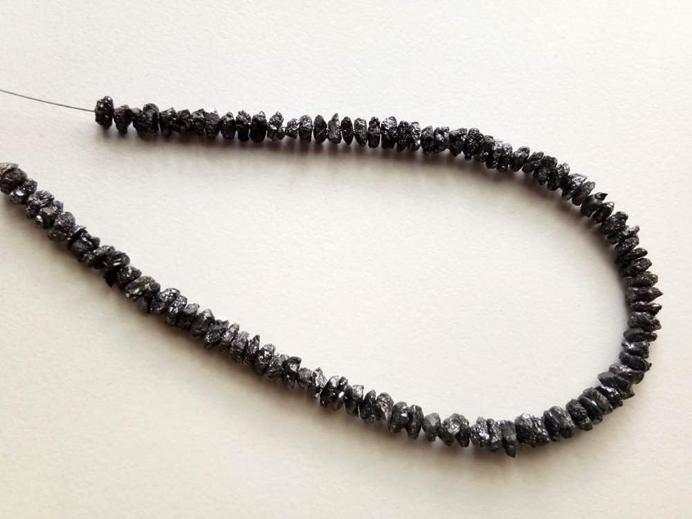 5mm Black Rough Diamond Beads, Black Raw Diamond Beads, 0.5mm Drilled Hole Black Uncut Diamonds For Jewelry (1IN To 4IN Options) - PPD364, 5 MM Drilled)