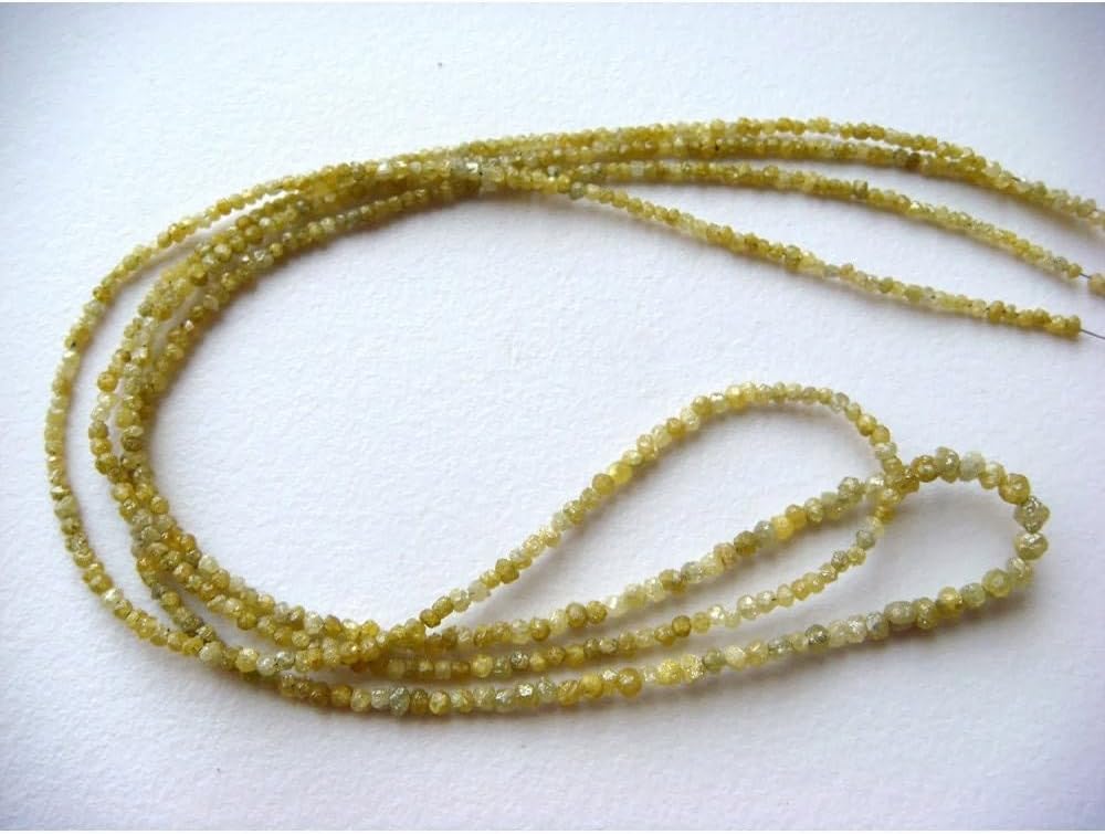 1.5mm To 2.5mm Yellow Rondelle Beads, Yellow Raw Diamonds, Conflict Free Diamond, Rough Diamonds, Natural Diamond Rondelle (4IN To 8IN), 1.5-2.5 MM