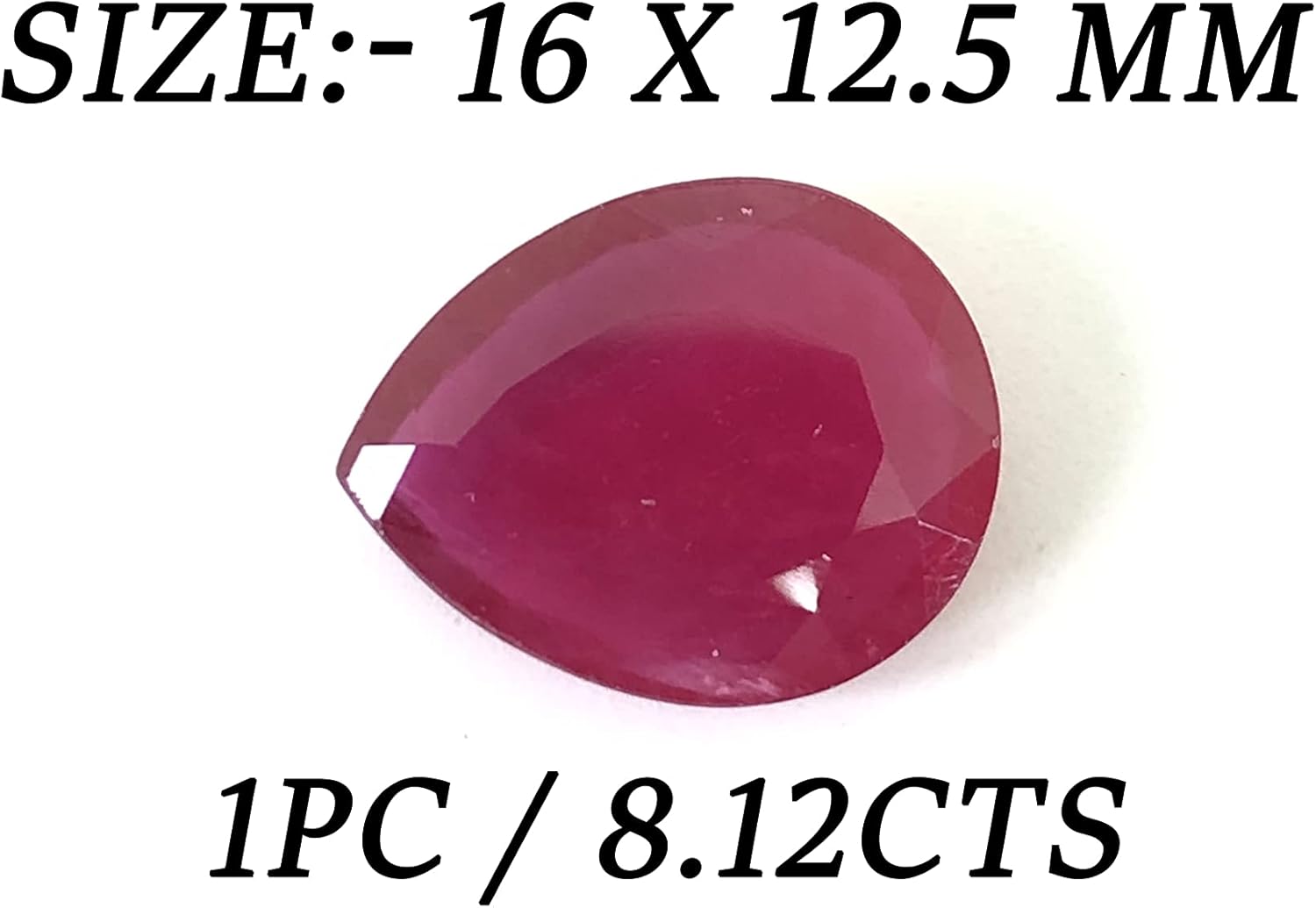 8.12 Ct Ruby Pear Shape Size 16x12.50 mm Cut Faceted Attractive High Quality Fine Loose Gemstone For Making Jewelry Size Pendant/Ring
